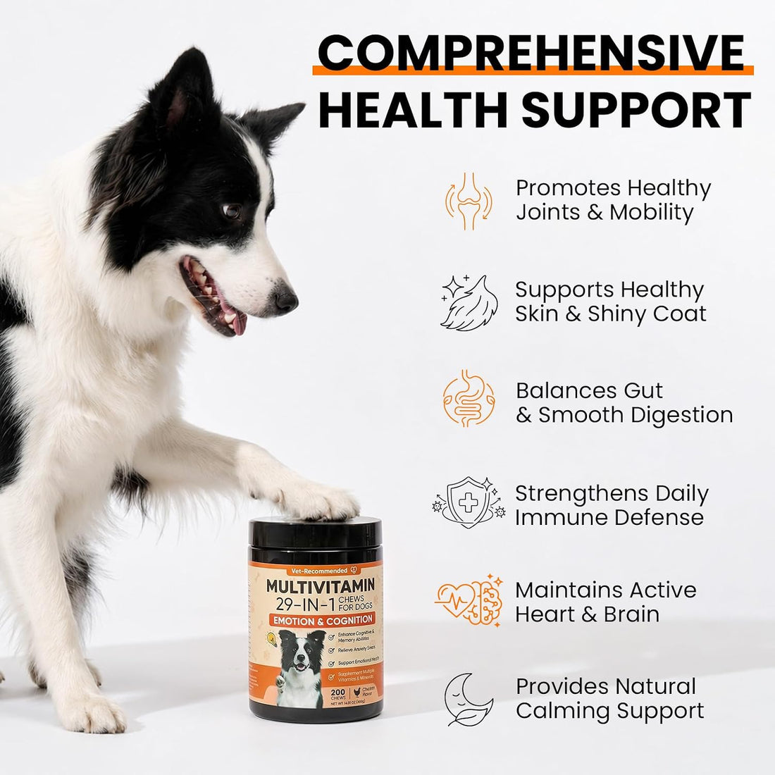 29 in 1 Dog Vitamins and Supplements 200 Ct Advanced Dog Multivitamin