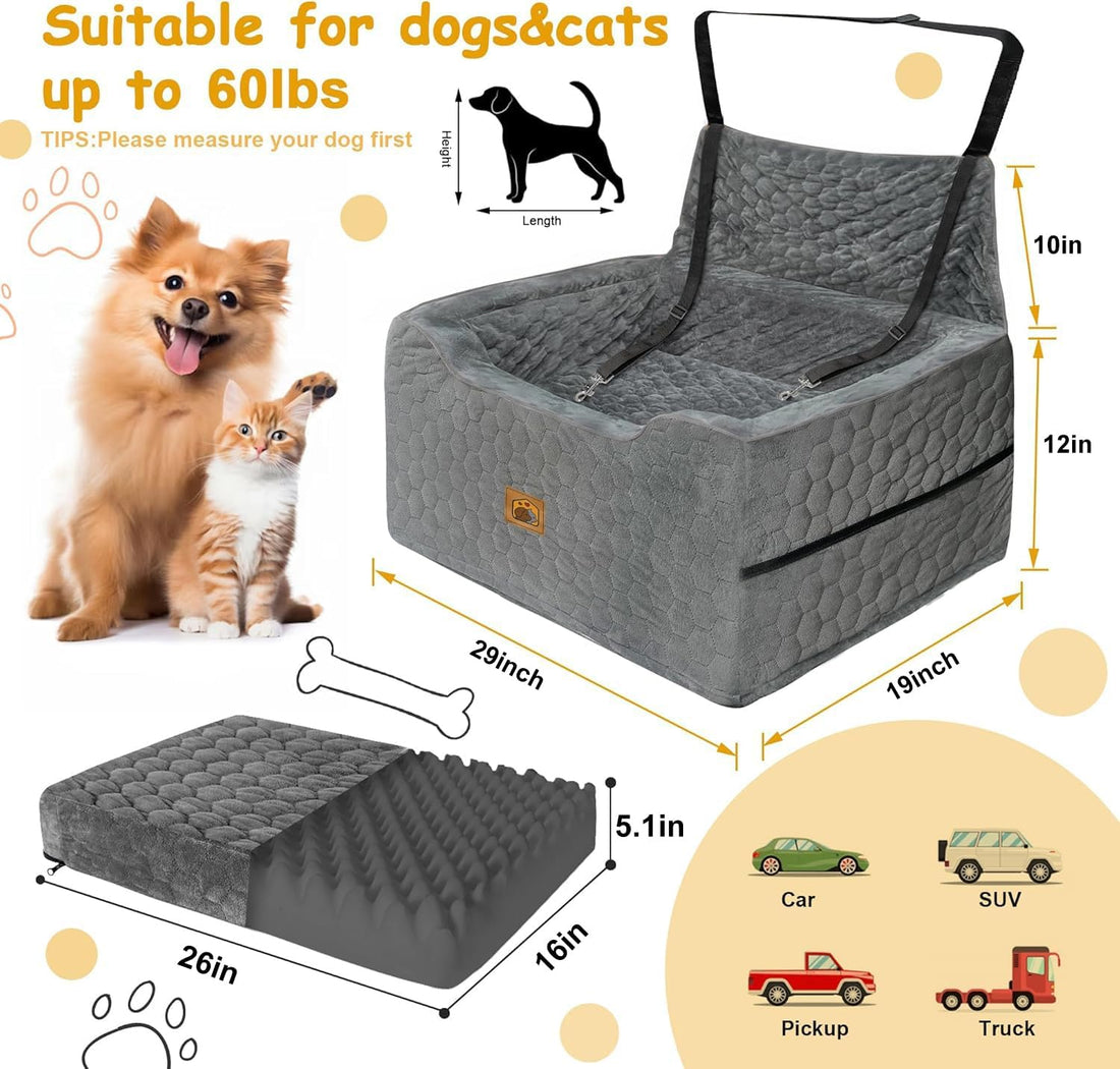 Memory Foam Dog Car Booster Seat