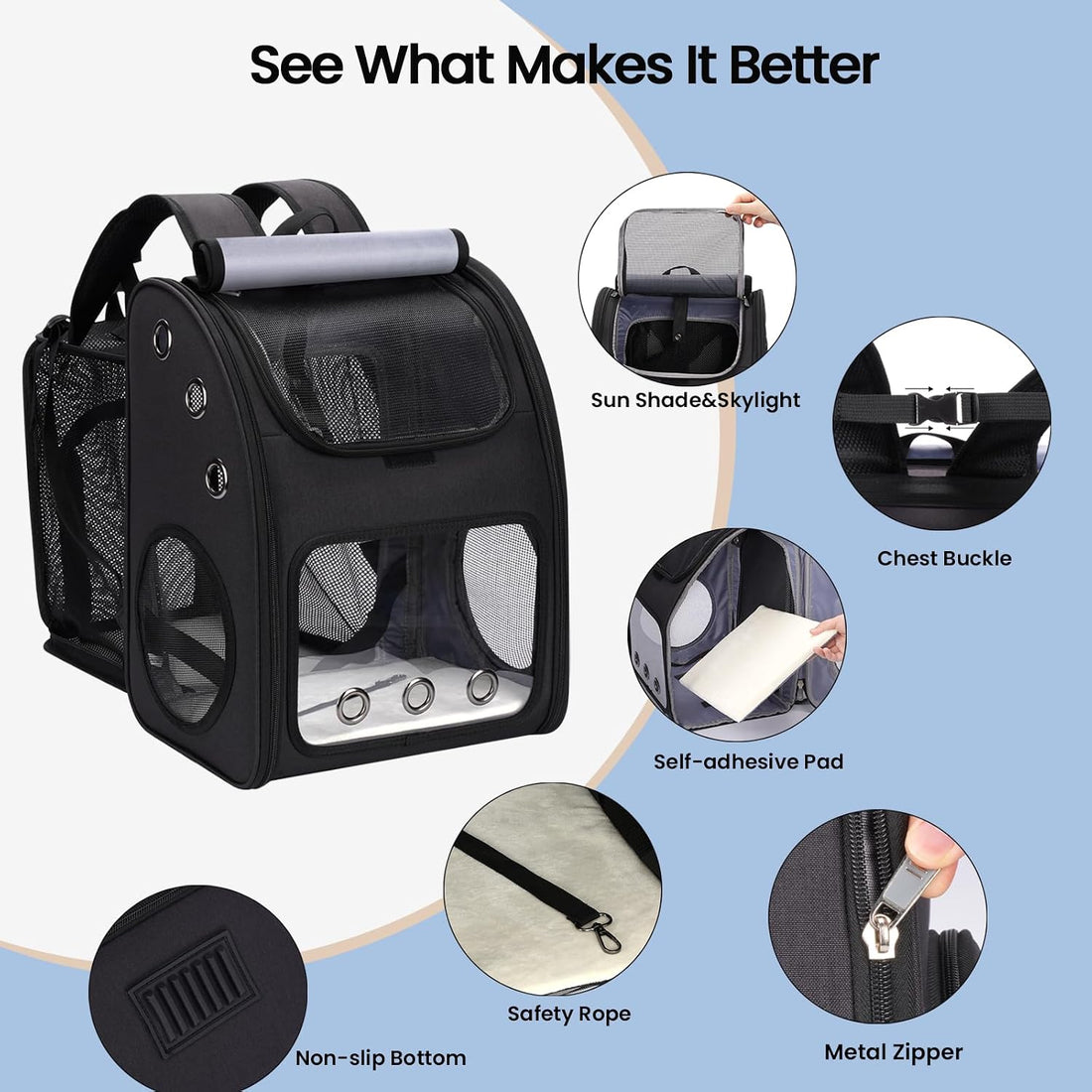 Expandable Cat Backpack Carrier, Large Space, Airline Approved, XL