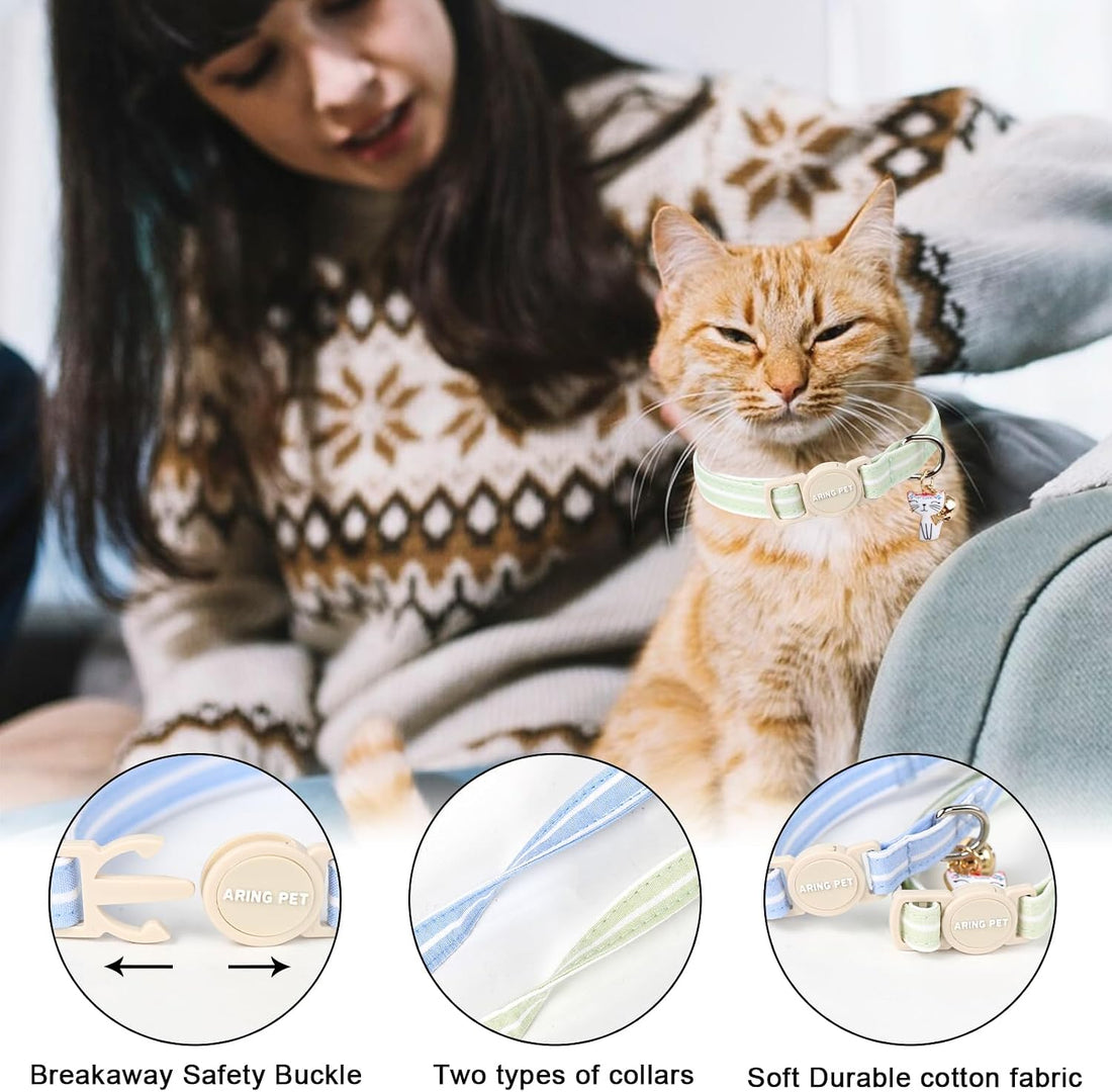 ARING PET Breakaway Cat Collars with Bell & Pendant, Set of Two