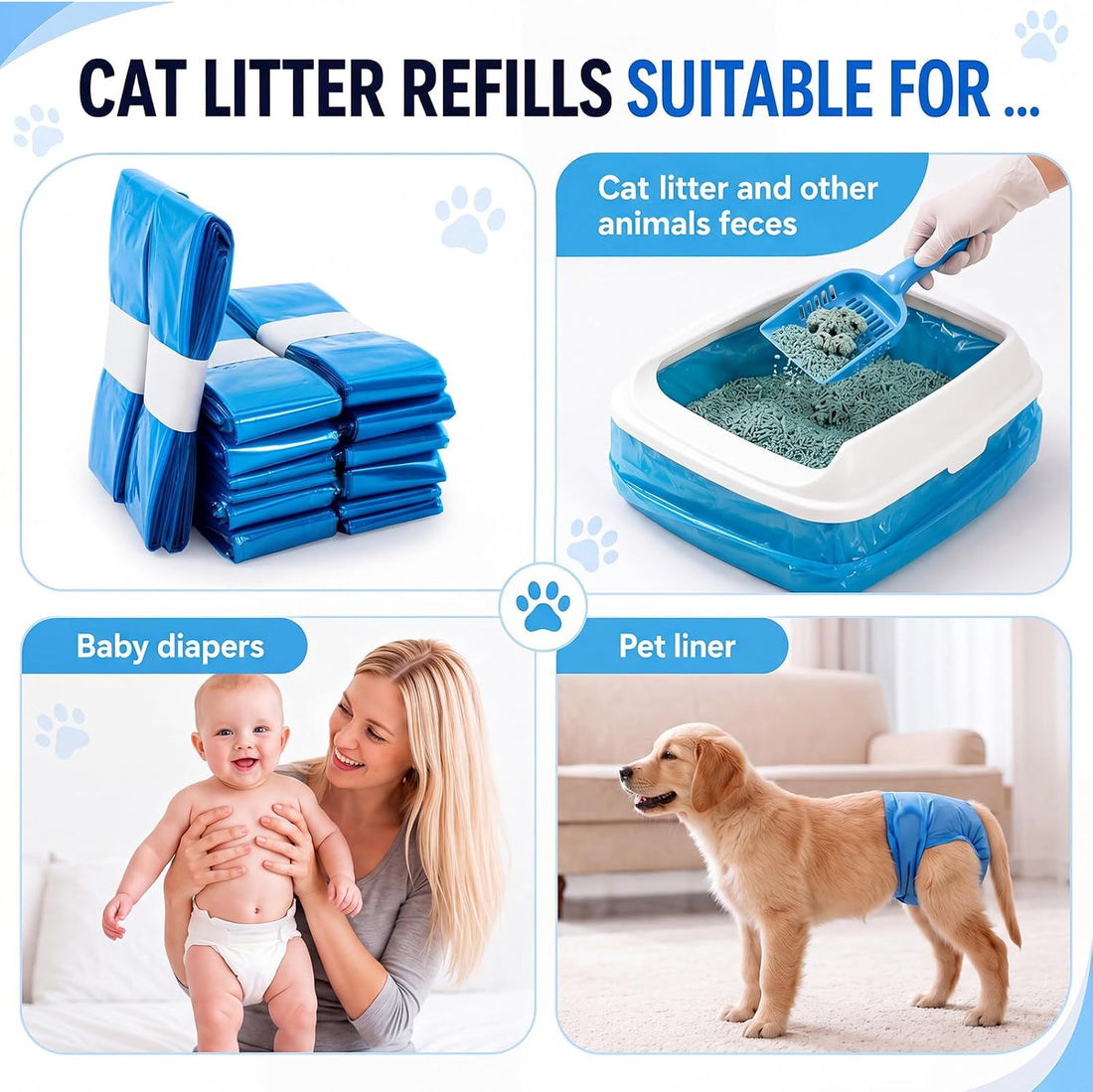 Dunzoom 50 Pack Cat Litter Refill Bags Bulk Universal 500ft in Total