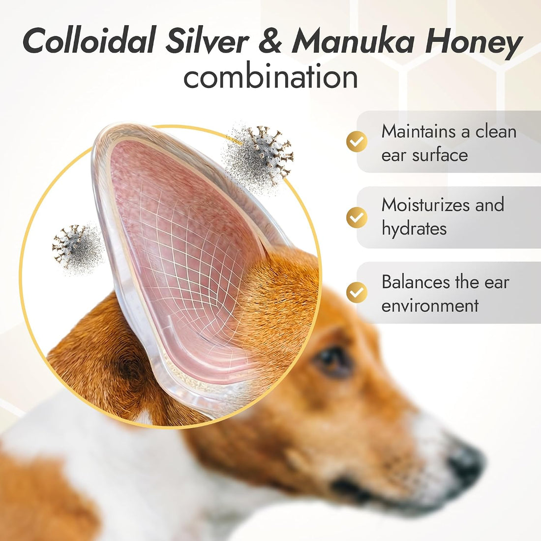 Cat Ear Cleaner with Silver + Manuka, Dog Ear Infection Treatment