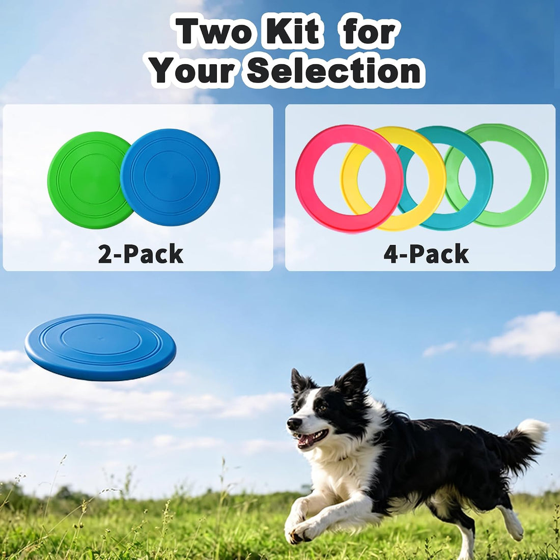 Dog Flying Disc, 2 Pack Dog Frisbee Toy Gift Set for Medium & Large