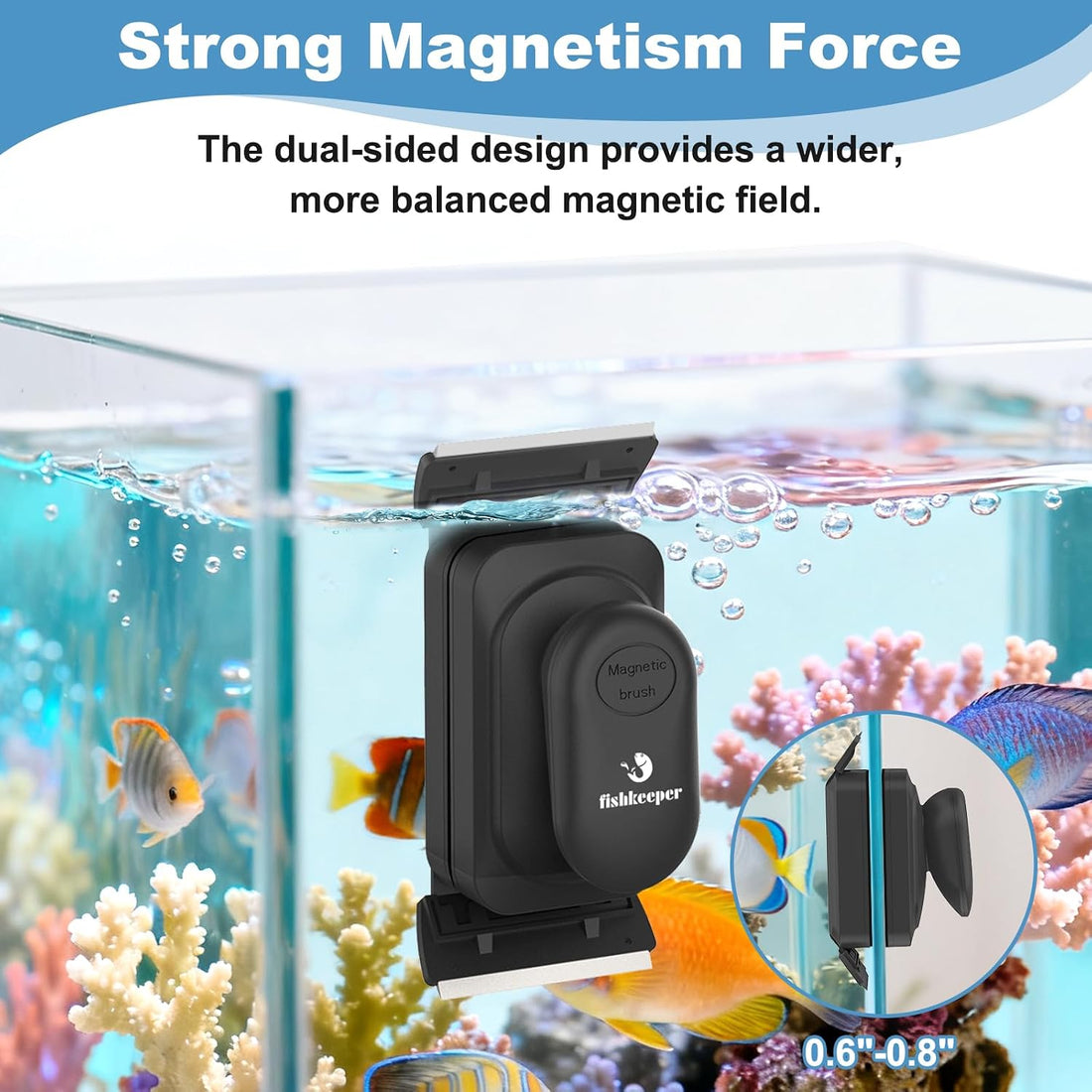 fishkeeper Dual-Blades Magnetic Aquarium Glass Cleaner with 4 Algae