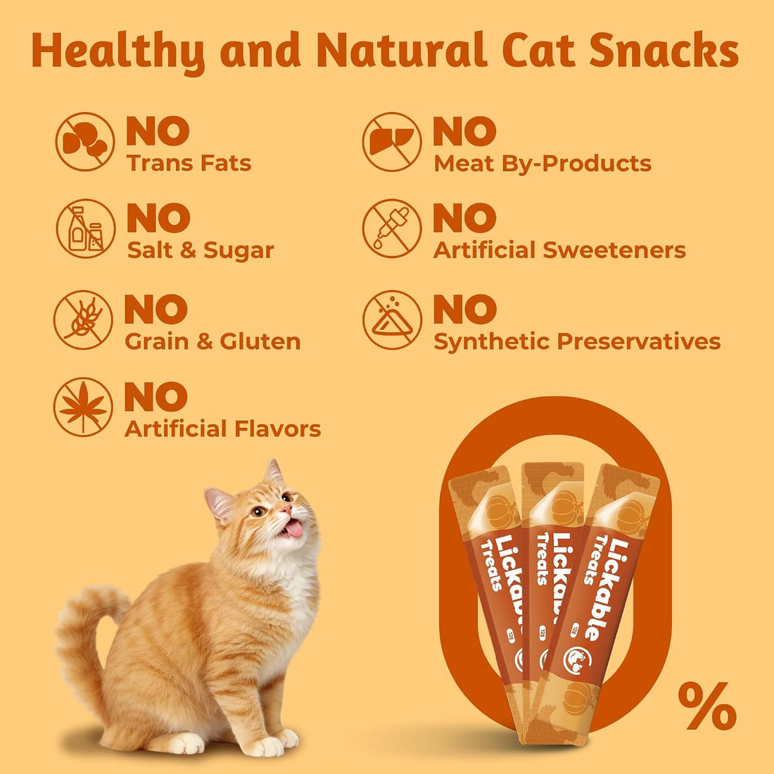 Just Try Pumpkin Lickable Cat Treats with Taurine, 20 Tubes