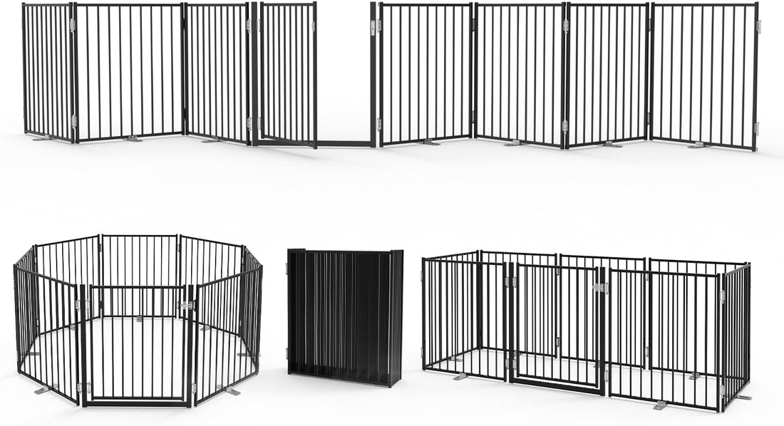 No Pawblems Freestanding Dog Gate with Door for Indoor & Outdoor