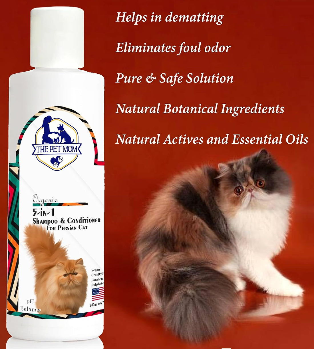 Organic 5 in 1 Shampoo & Conditioner for Persian Cat Help in Deep