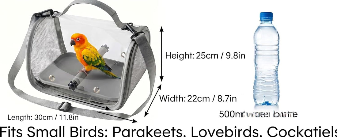 Portable Bird Travel Carrier with Transparent Front & Breathable Mesh