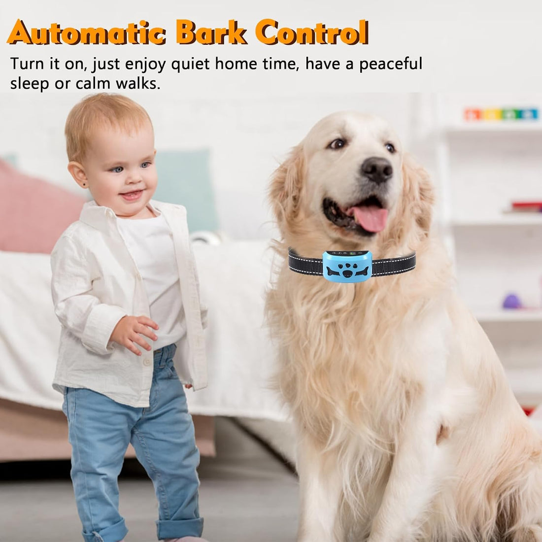 Anti Bark Collar with Auto Safety Shut-Off for Small Medium Large Dogs