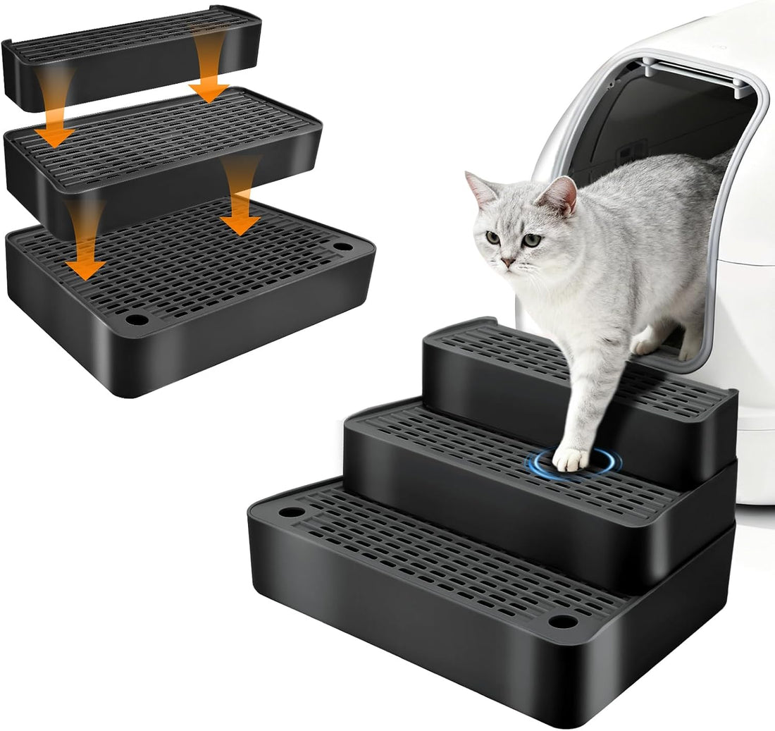 Adjustable 3-Step Cat Ramp for Litter Box, Litter Trapper
