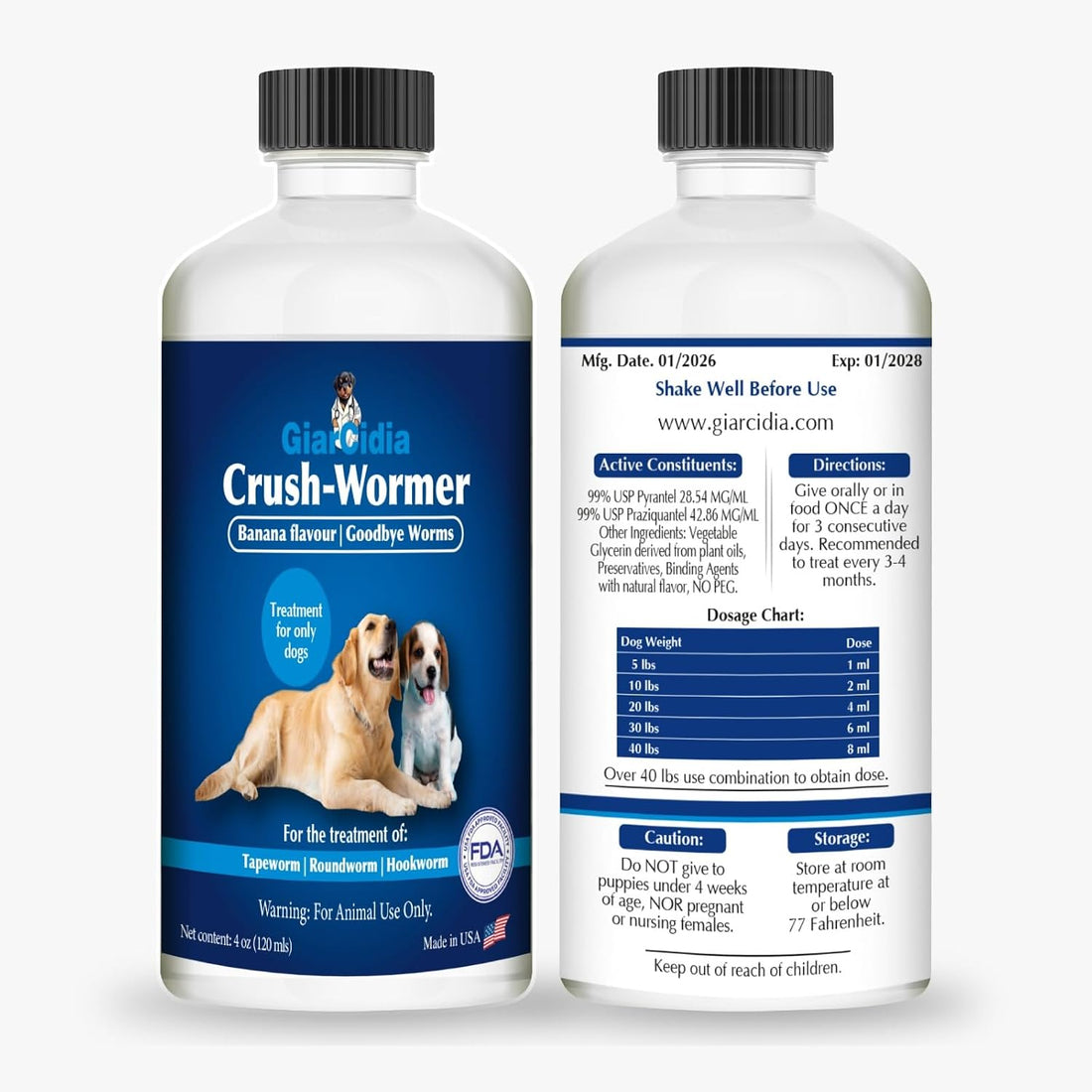 Broad Spectrum Dog Dewormer Treatment 120ml