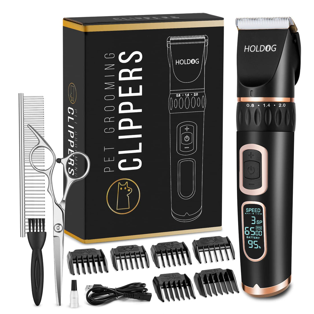 Dog Clippers Professional Heavy Duty Grooming Clipper 3-Speed Low