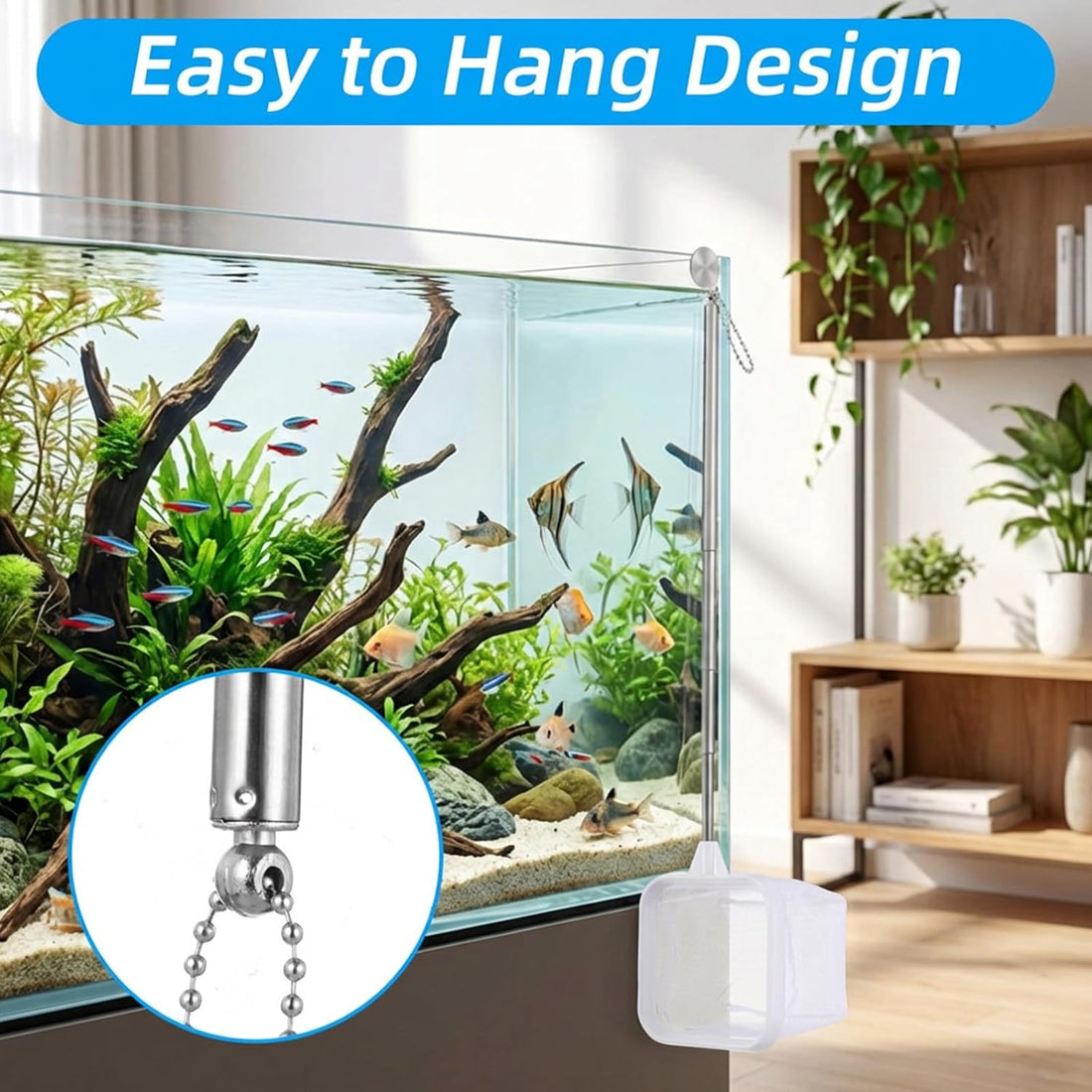 3PCS Aquarium Shrimp Net with Long Extendable Stainless Steel Handle