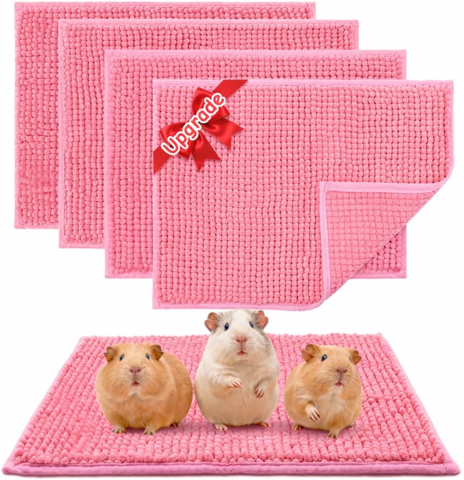Guinea Pig Cage Liner, 4 PCS Washable Guinea Pig Bedding Fleece Mat