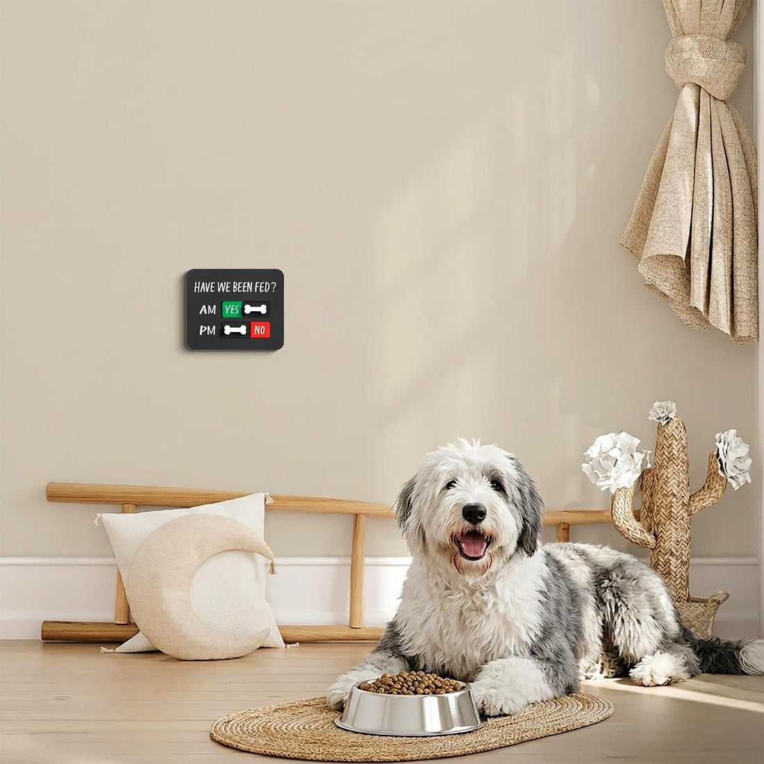 Dog Fed Sign with Magnet, AM/PM Dog Feeding Reminder Sign with 3D