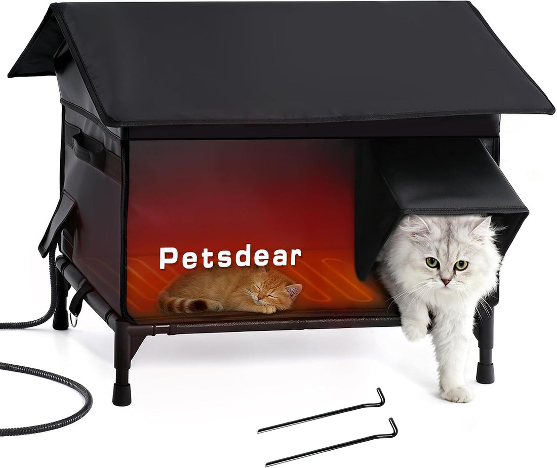 Heated Outdoor Cat House - Large Weatherproof Shelter for Multiple