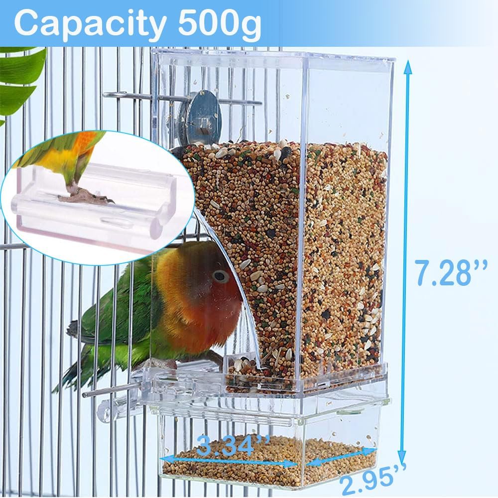 Bird Parrot Feeders, No Mess Automatic Cage Feeder Dispenser Food
