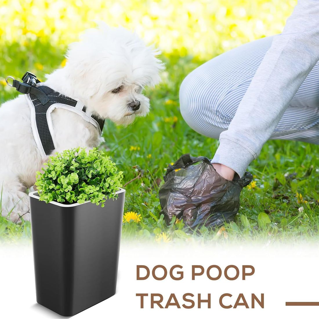 Jingmore Dog Poop Trash Can Outside 3.96 Gal/15 L Plant Styled Dog