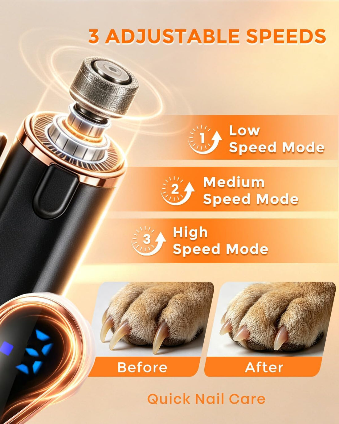 2-in-1 Dog Nail Clippers & Cat Grinder with Dual LED Lights