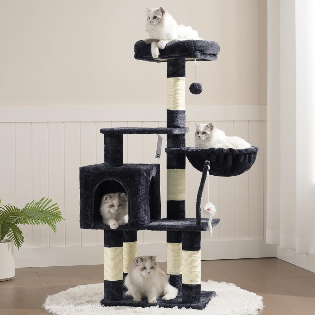Heybly Cat Tree with Toy, Cat Tower condo for Indoor Cats