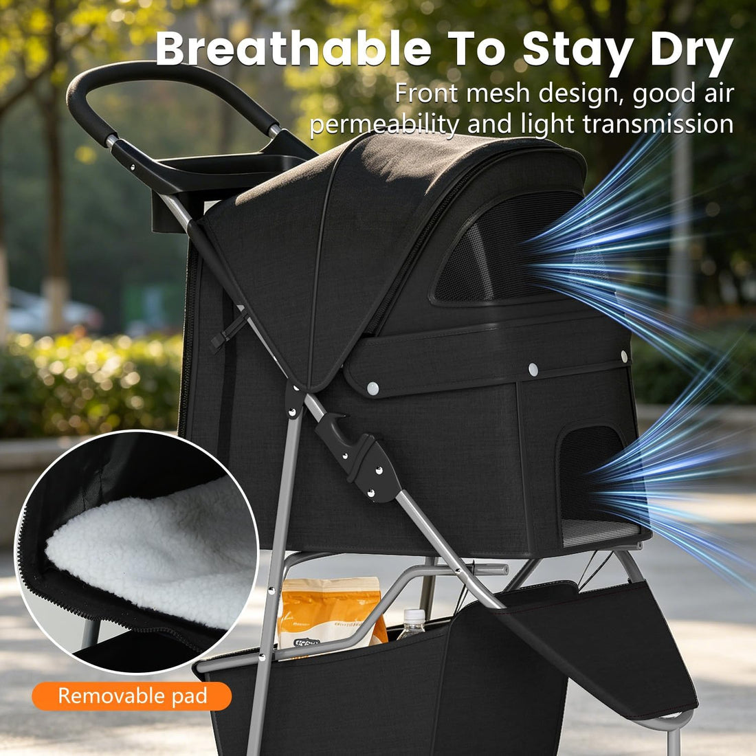 BestPet | 3-Wheel Pet Stroller | Dog and Cat Stroller