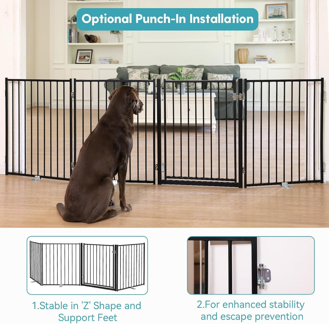 No Pawblems Freestanding Dog Gate with Door for Indoor & Outdoor
