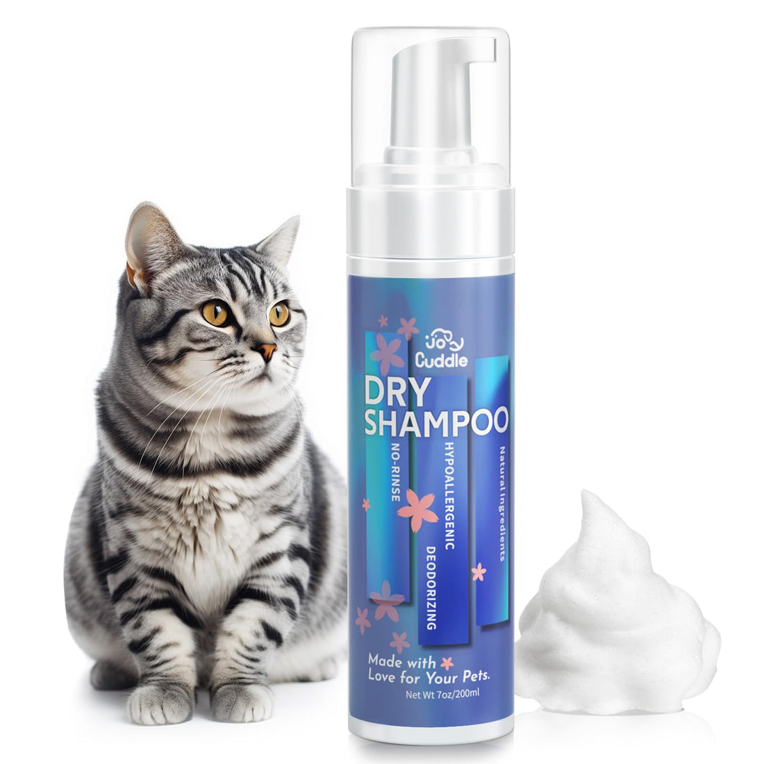Waterless Cat Shampoo - No Rinse Foam Cat Bath