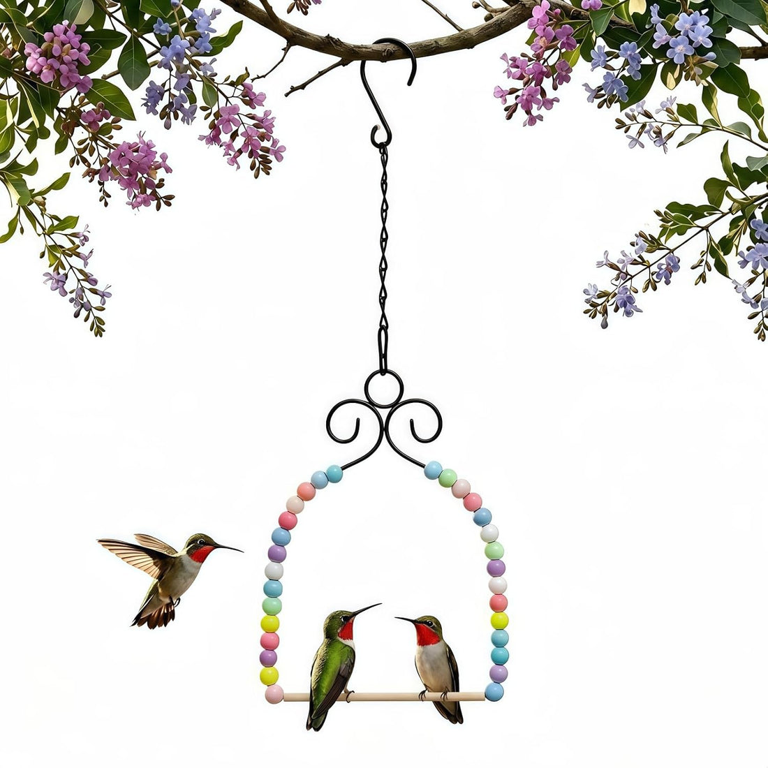 Hummingbird Swings and Perches for Outdoor, Rust-Resistant Metal