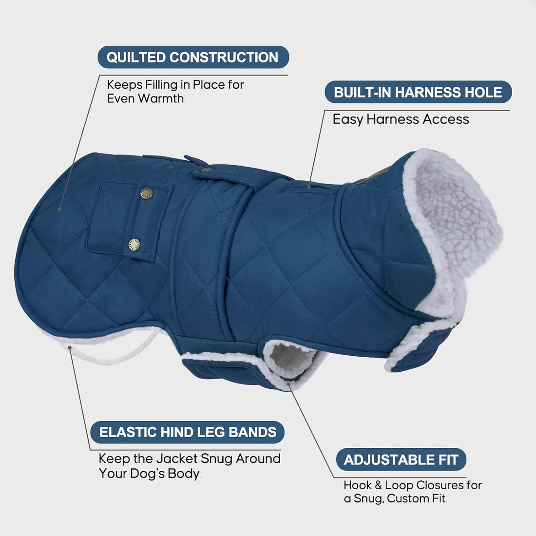 KYEESE Dog Coat Warm Pet Winter Coat with Leash Hole Waterproof Dogs