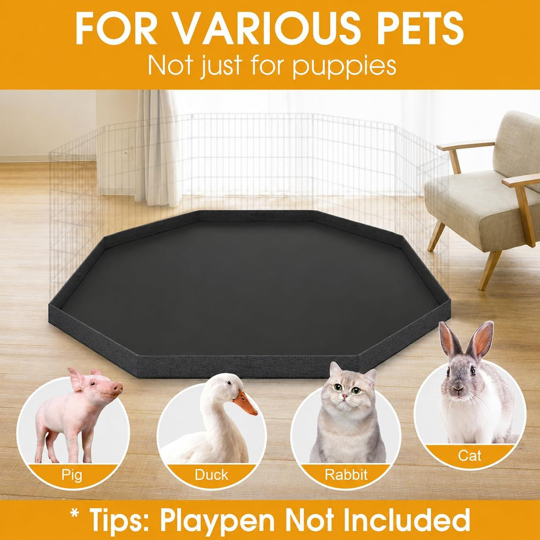 Artmalle 600D Oxford Octagonal Bottom Pad for 8-Panel 24" W Dog