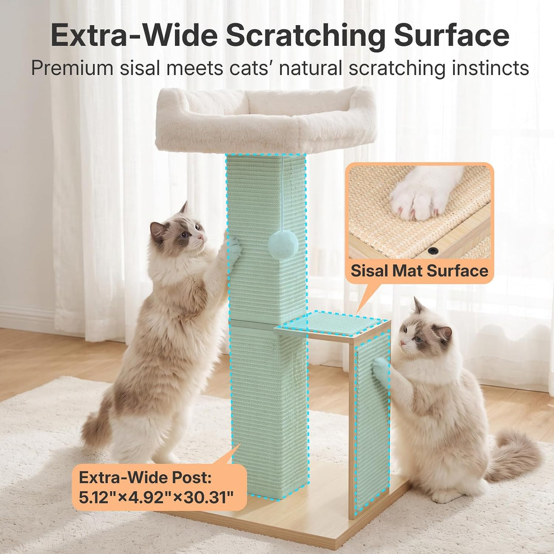 Veehoo Cat Window Perch with Scratching Posts