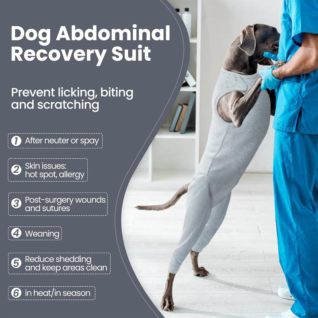 Nanaki Dog Wound Care Shirt,Dog Leg Sleeve to Stop Licking Rear