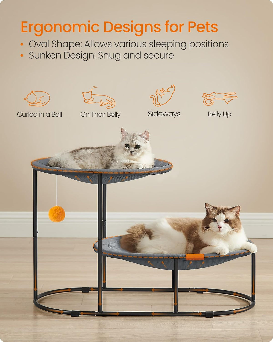 Feandrea 2-Tier Elevated Cat Hammock Bed