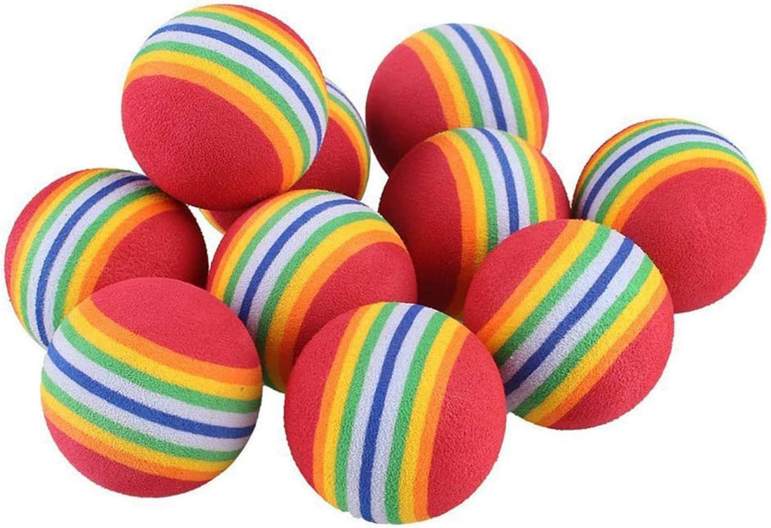 VOVIGGOL 12 Pack 2 Color Rainbow Cat Toy Balls Soft EVA Foam