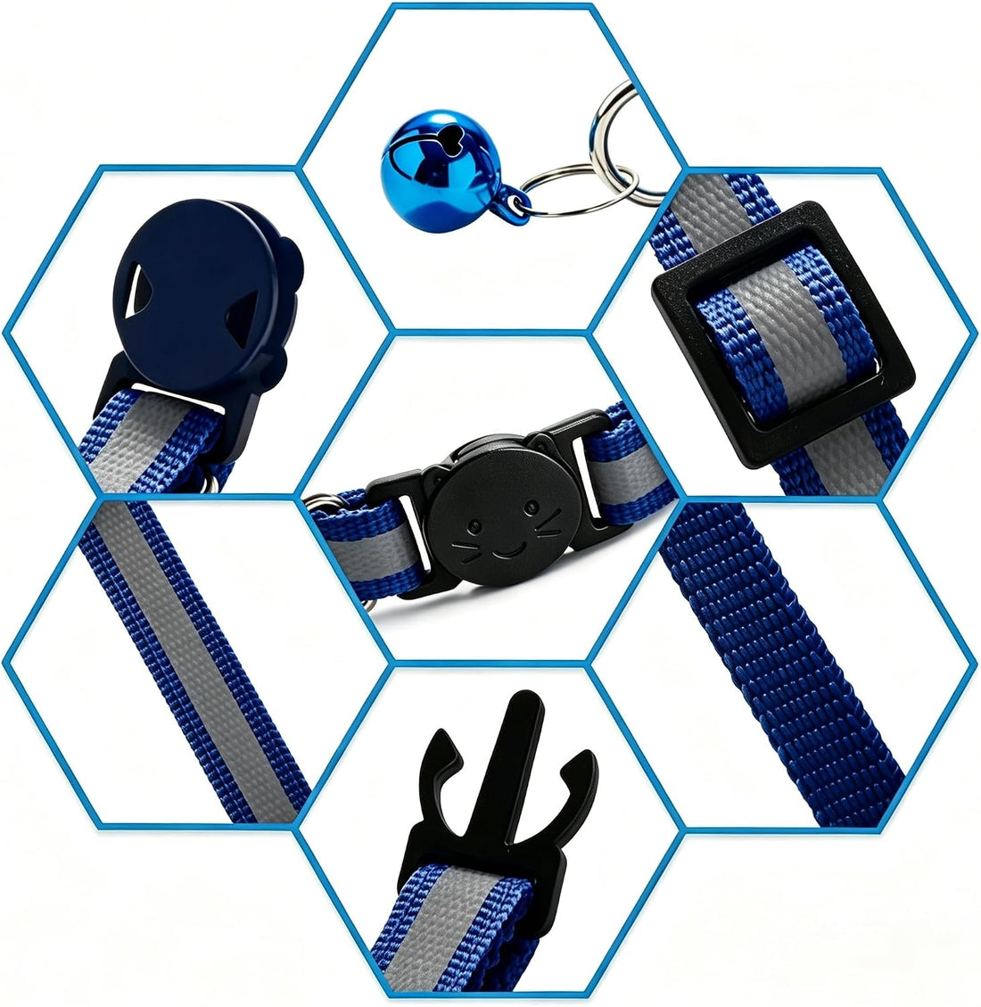 6Pack Cat Collars Quick Release Reflective Kitten Collars with Bell