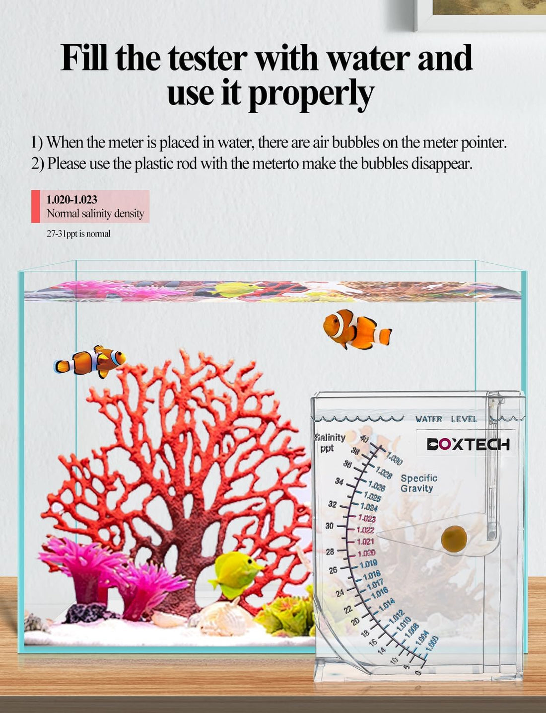 Boxtech Aquarium Hydrometer, Salinity Meter for Reef & Marine Tanks