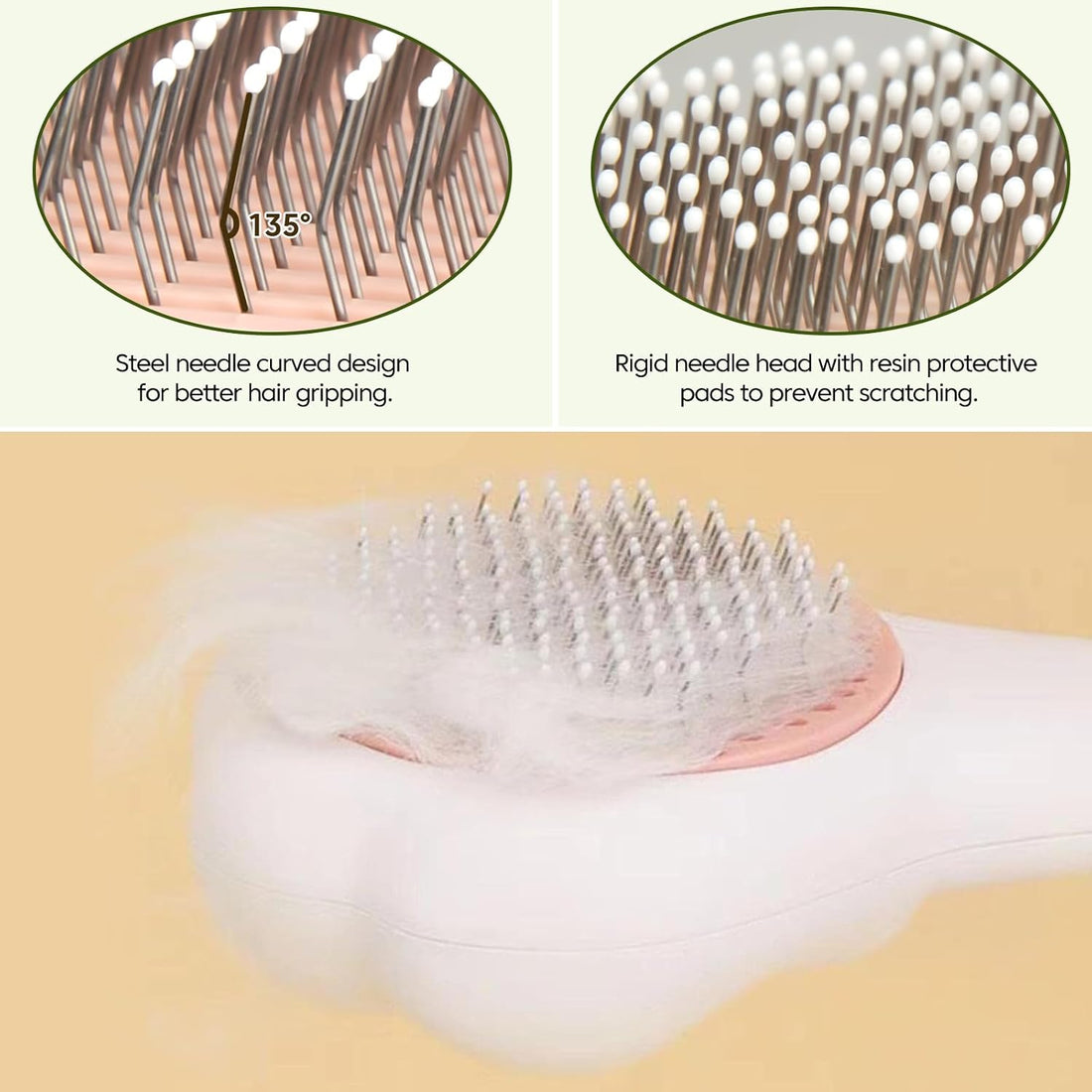 Self-Cleaning Cat Brush for Shedding with Cat Nail Clipper 2-Piece