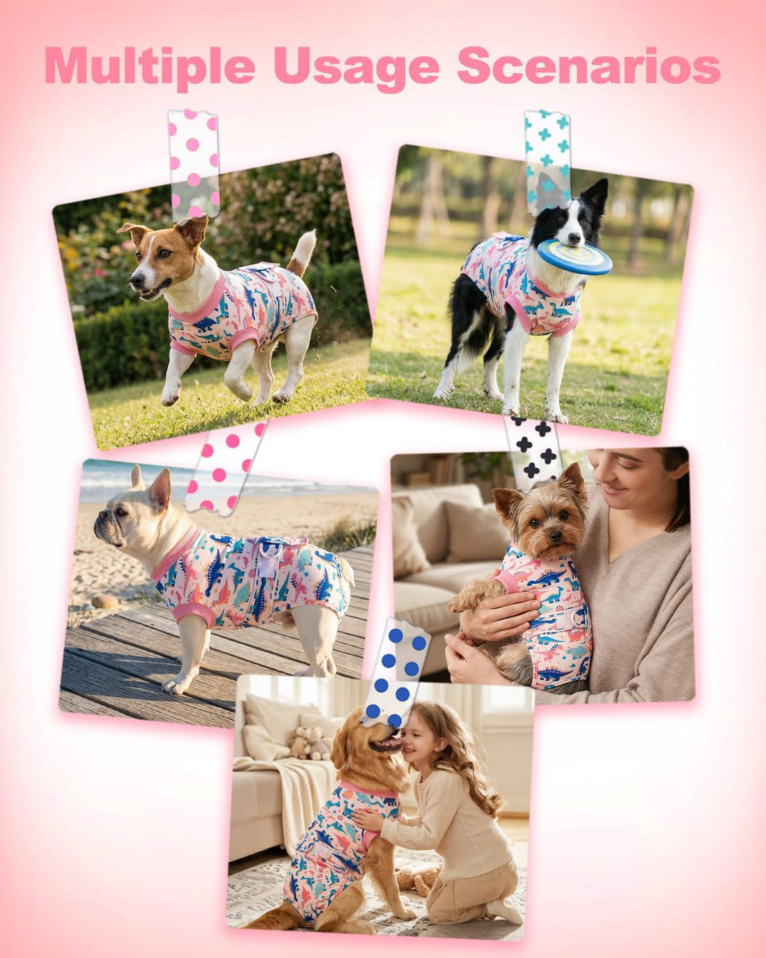 CuteBone Dinosaur Pet Surgery Recovery Suit for Small Medium Dogs Cats