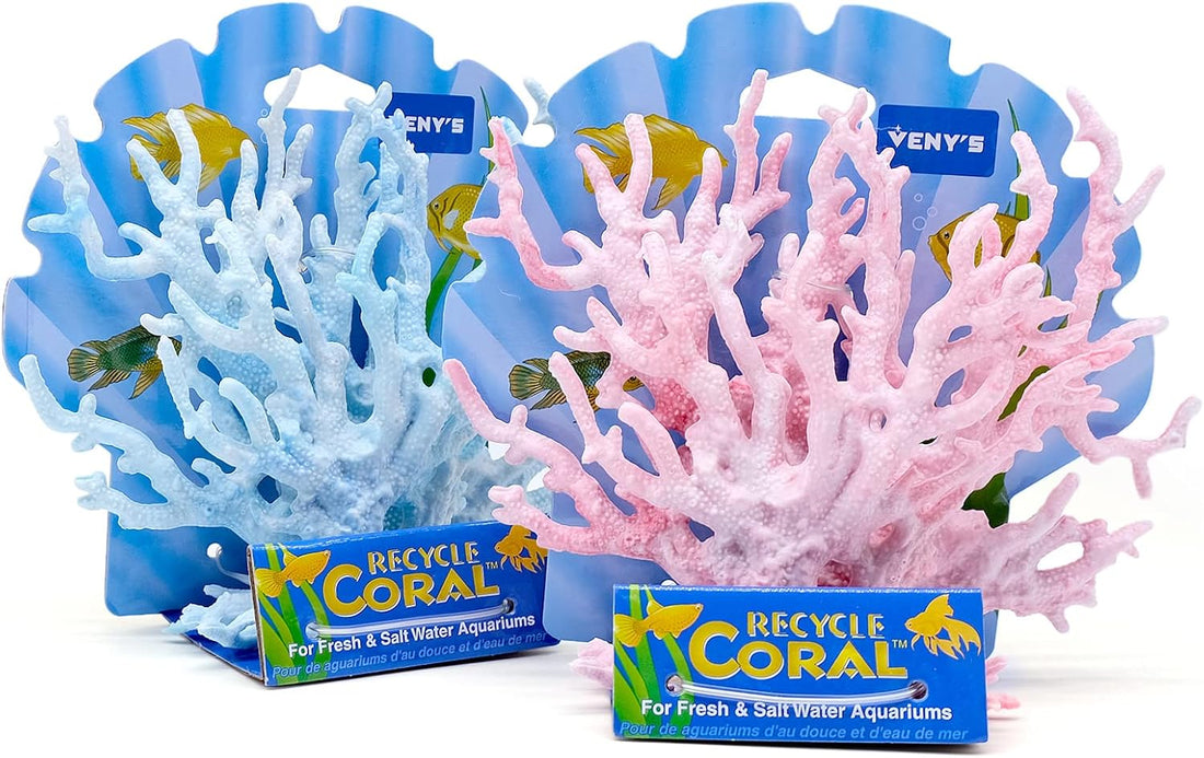 2 PCS Aquarium Coral Ornament, Blue Pink Coral Reef Decor