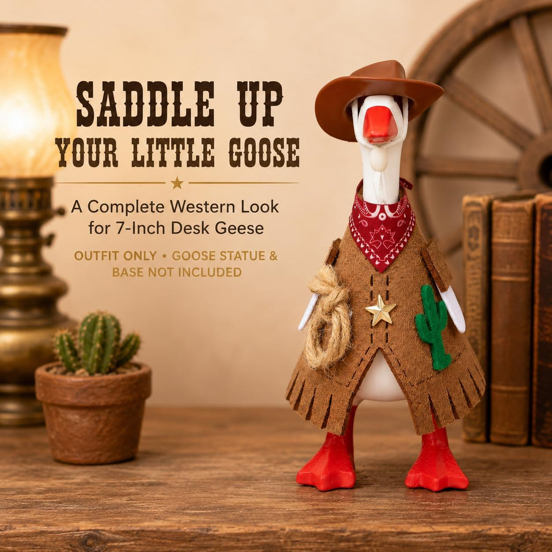 7 Inch Desk Goose Cowboy Outfit