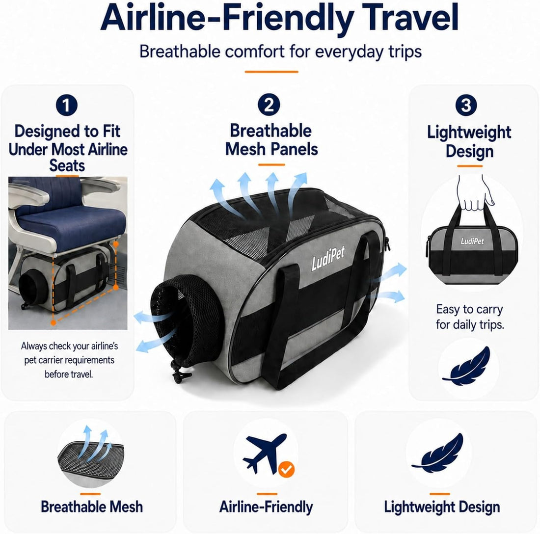 Airline-Friendly Pet Carrier for Cats and Small Dogs