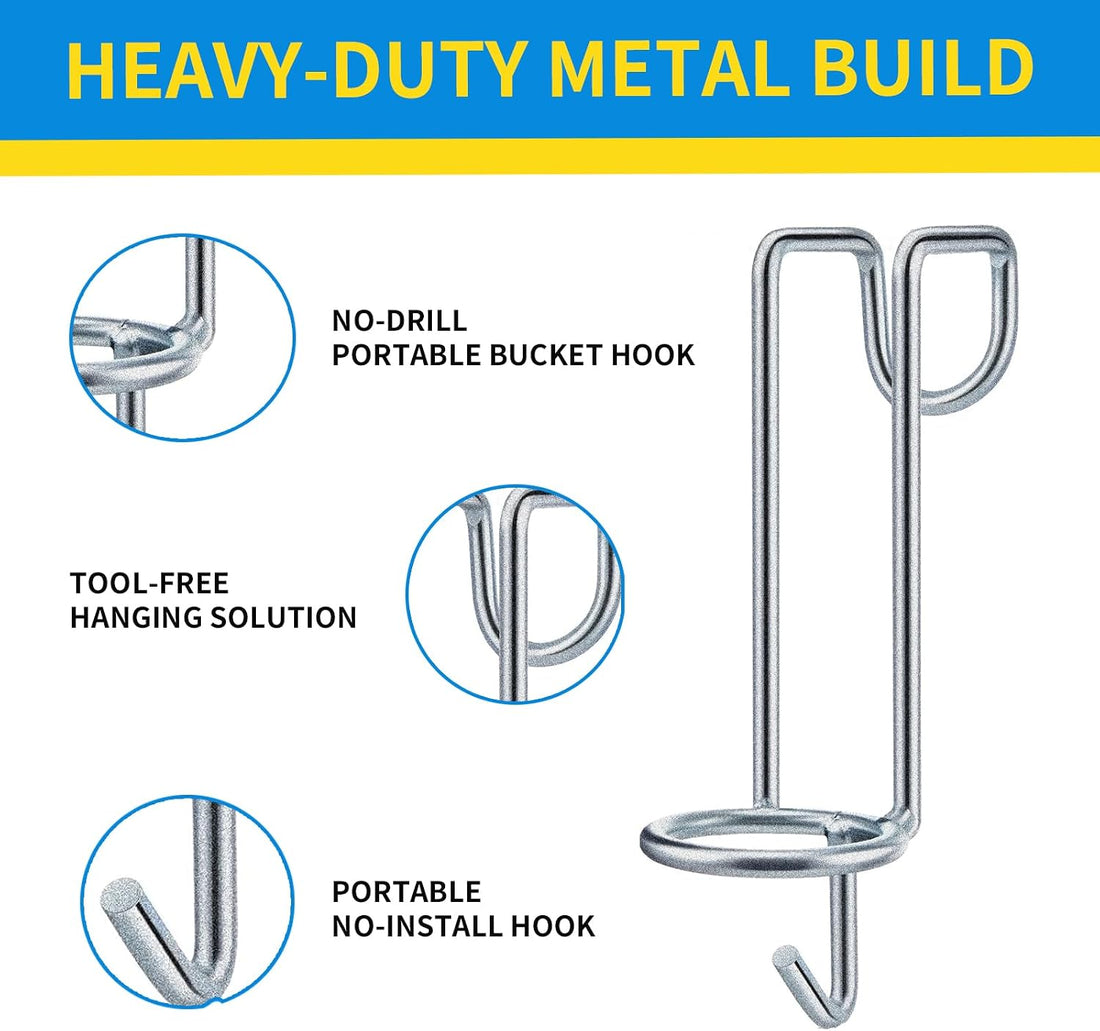 2 Pack Horse Water Bucket Hooks, Heavy Duty Metal Horse Bucket Hooks