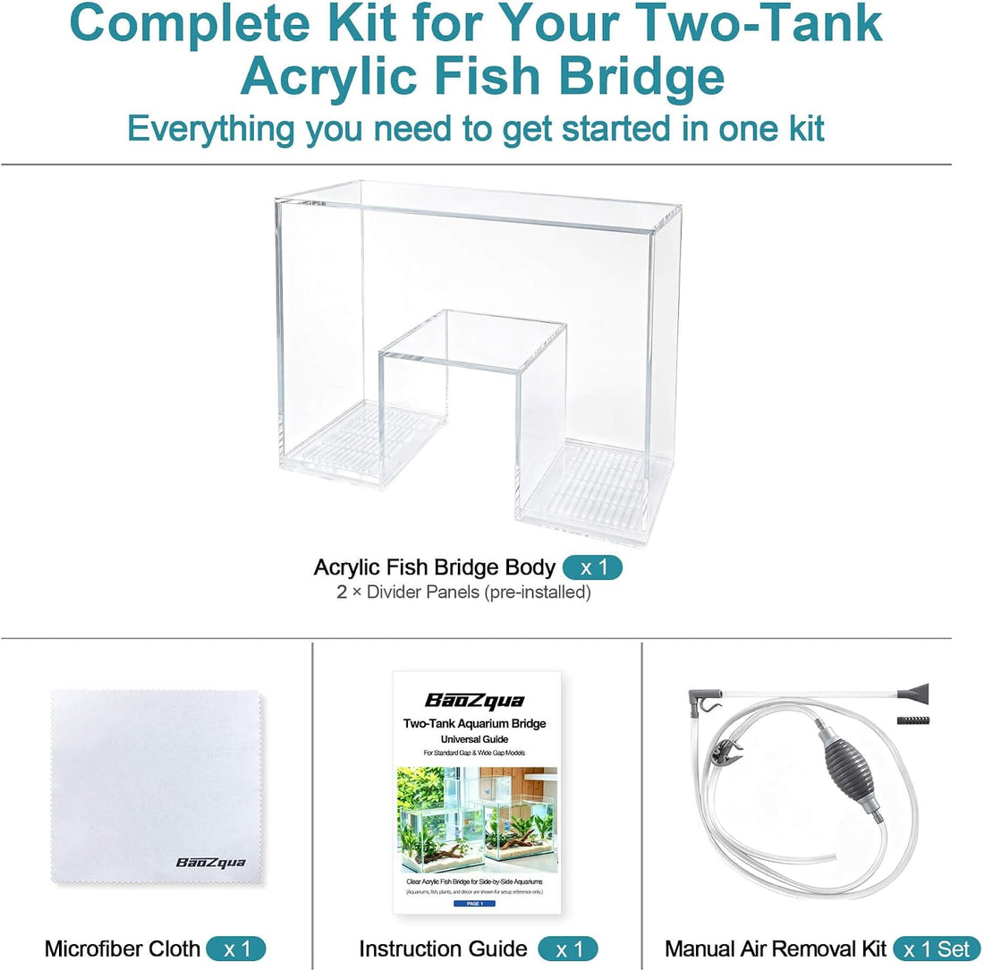 Two-Tank Aquarium Bridge, 4 in Gap Negative Pressure Fish Tank Kit