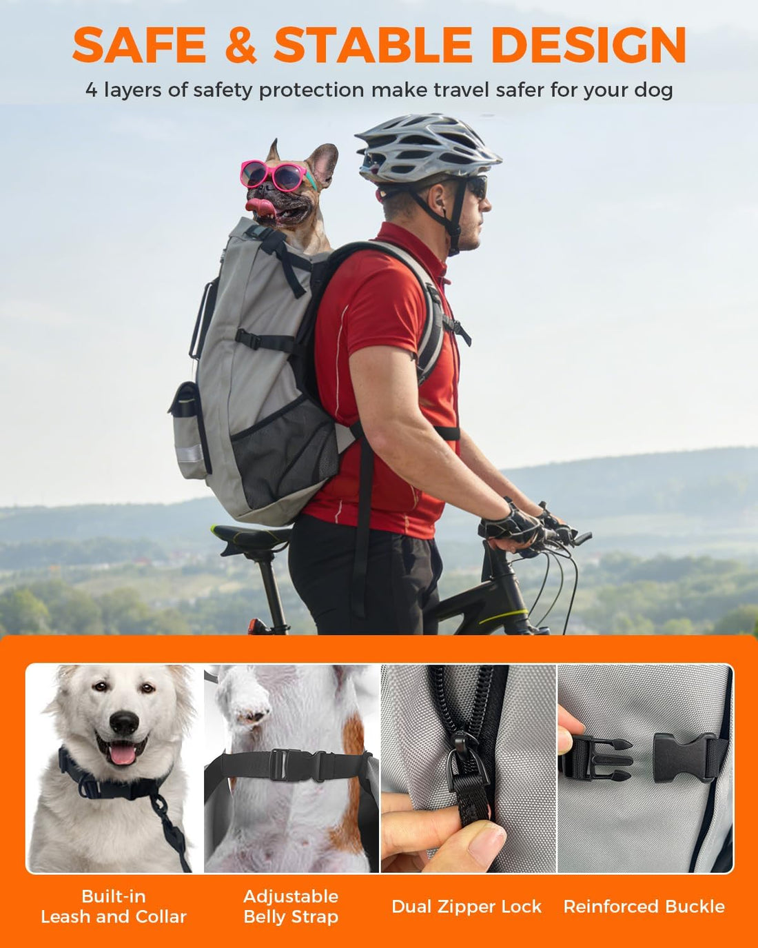 FOXFOCUS Dog Backpack Carrier for Medium Dogs - 4-Layer Protection