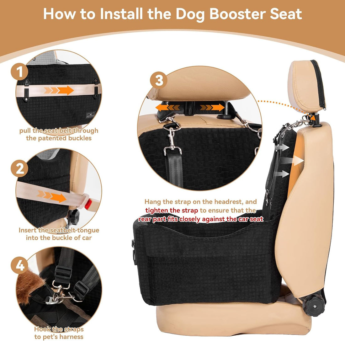 PETSFIT Dog Booster Car Seat for Small/Medium Dogs Up to 35 lbs
