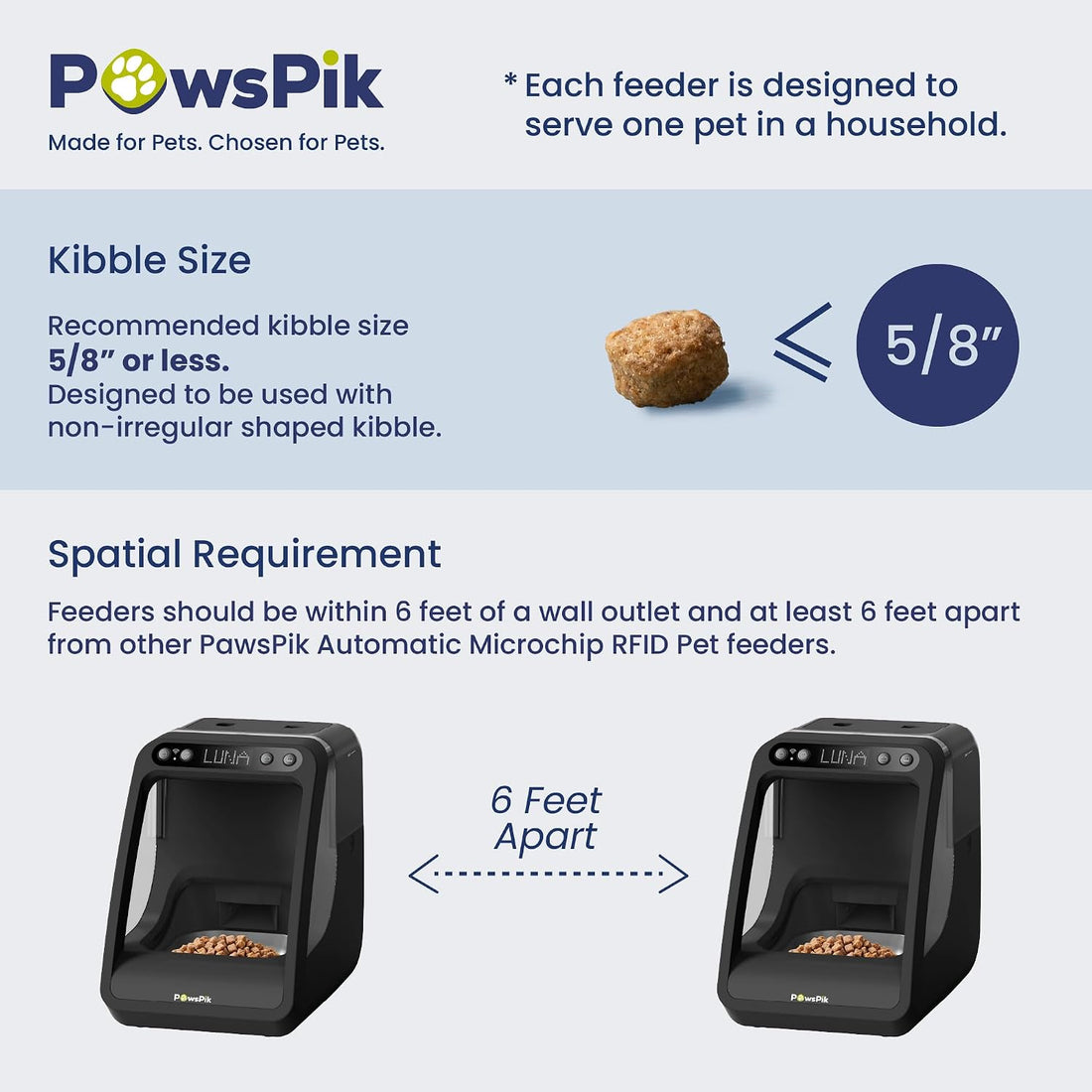 PawsPik Automatic Microchip RFID Cat Feeder, 16-Cup, Black