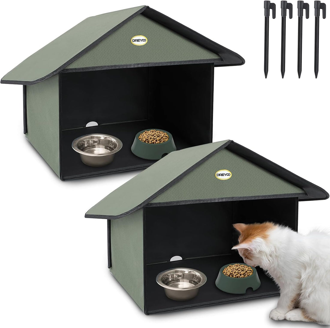 Dreyoo Outdoor Cat Feeding Station for Food & Water
