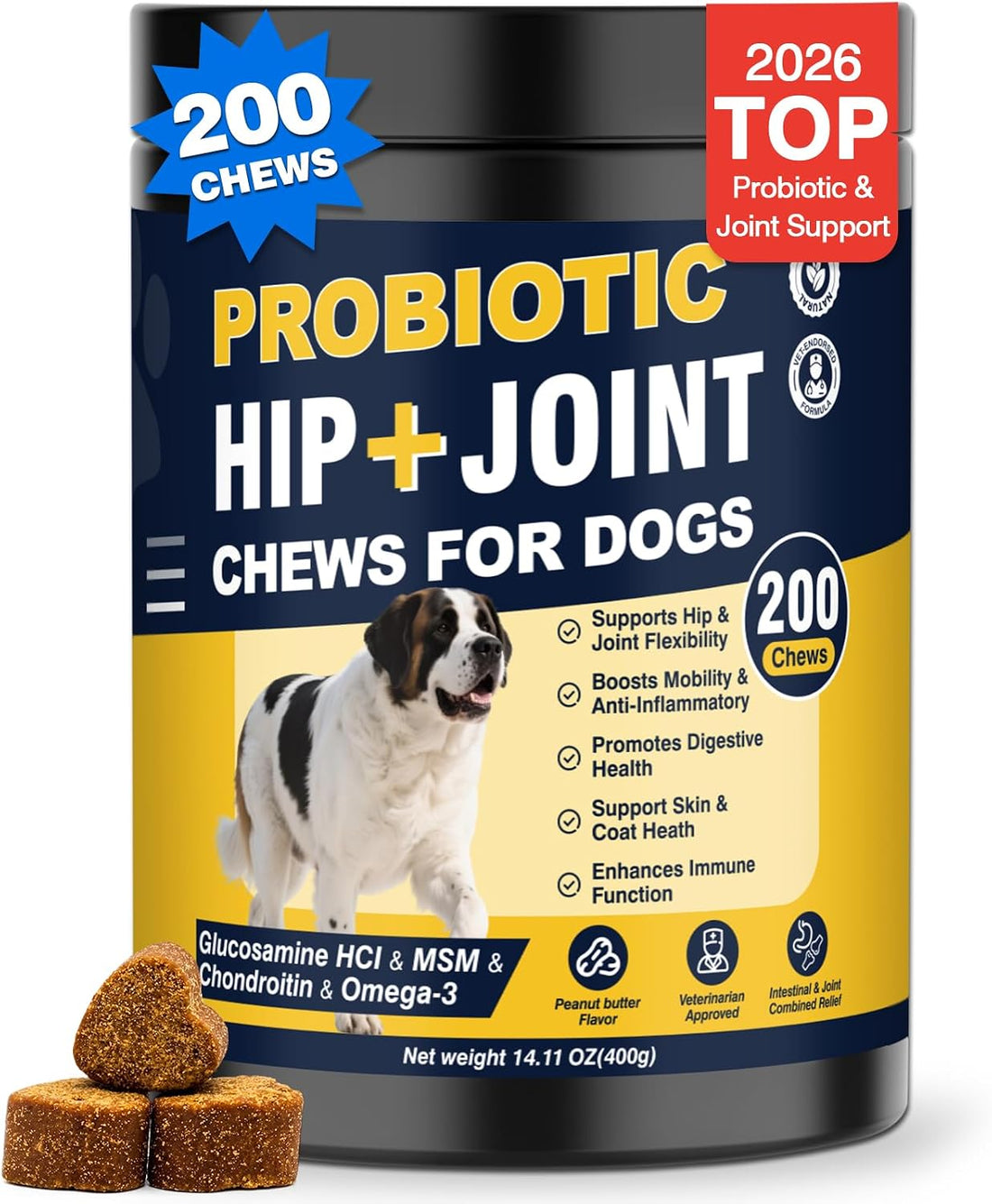 Hip and Joint Supplement for Dogs with Probiotics Glucosamine for Dog
