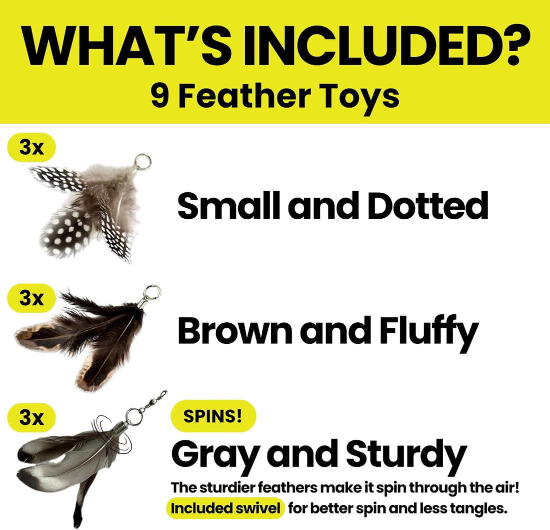 Forever Stick Refill 9-Pack, Feather Cat Wand Toy Attachment