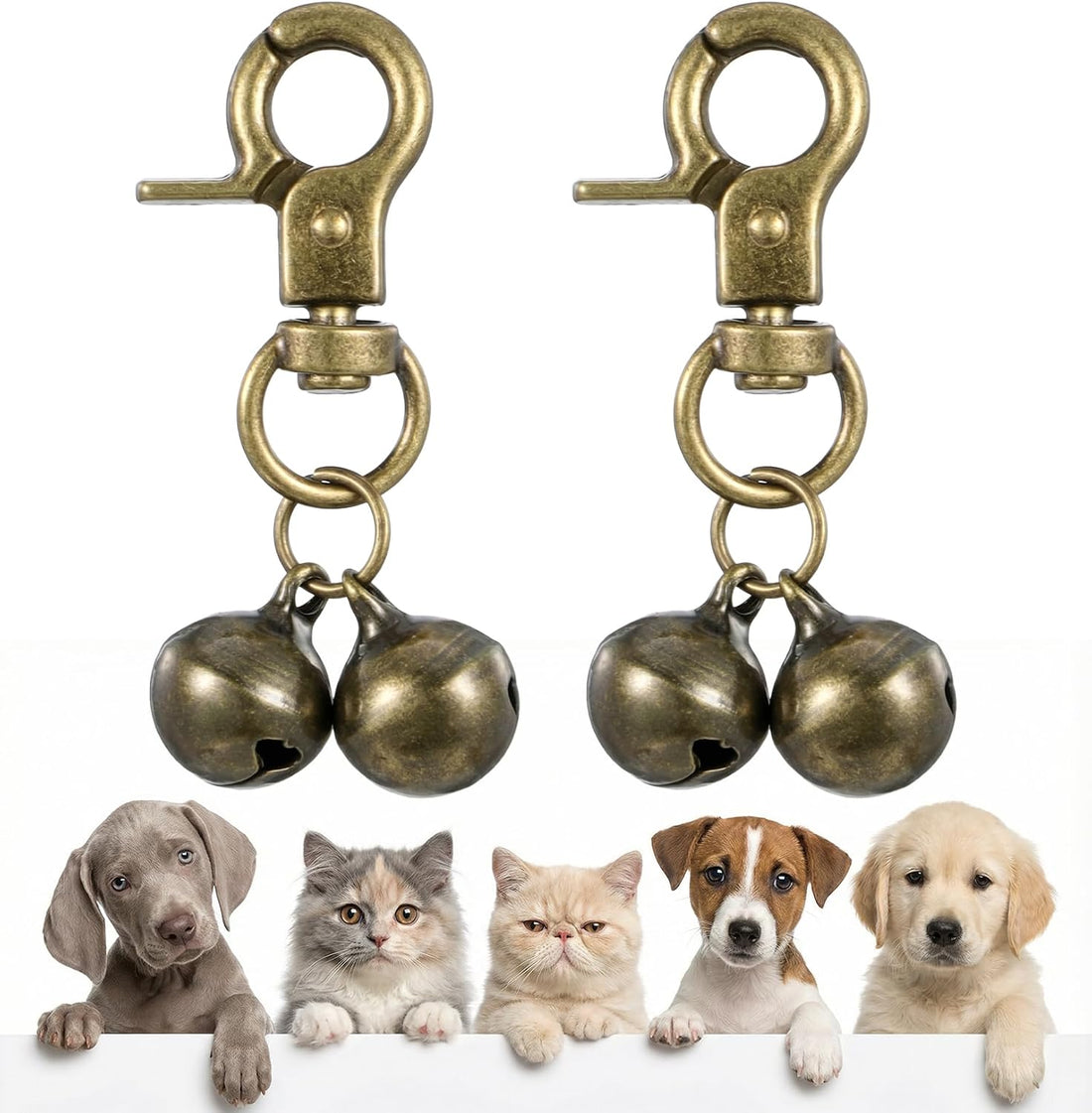 2Pcs Bells for Dog Collars, Small Bell for Dog Collar with Snap Clips